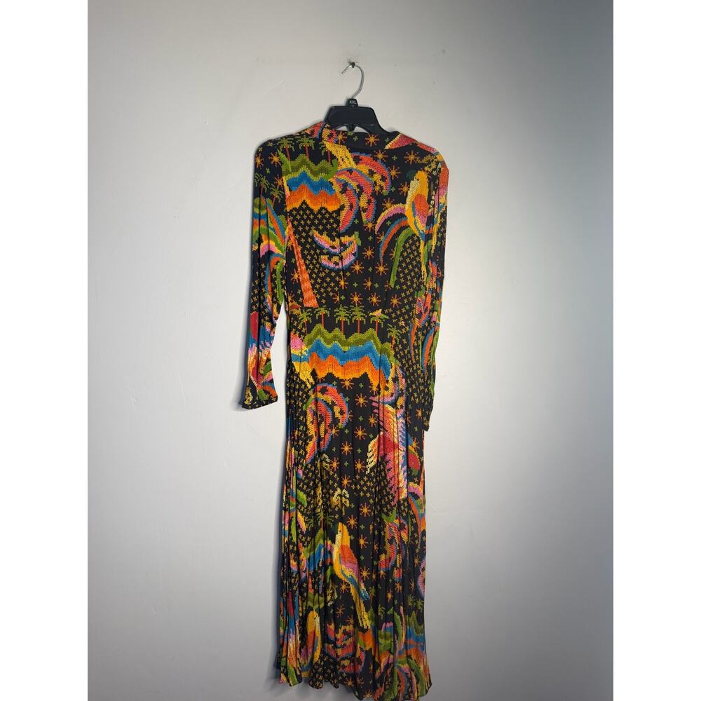 Farm Rio Macaw Island Maxi Dress Green Tropical Print Sleeveless Size Medium M - Picture 2 of 6